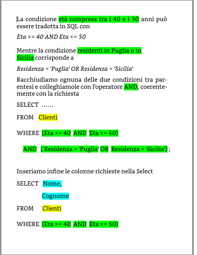 estratto manuale sql